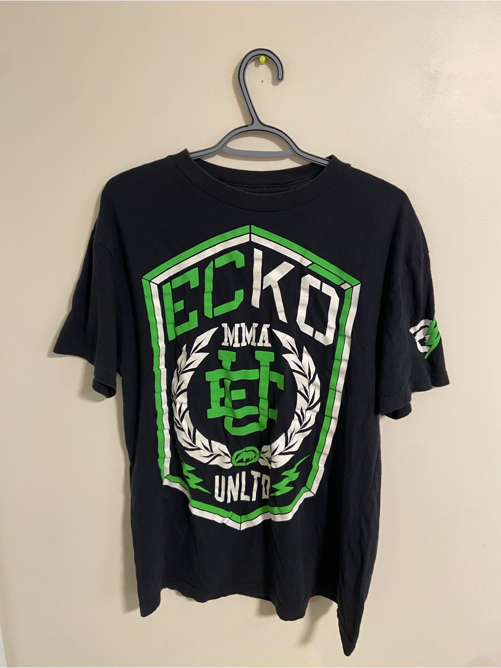 Ecko Unlimited Black Tee with Green & White MMA Crest